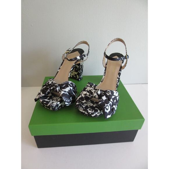 KATE SPADE Lucie Tropical Platform Block Heel Size 10 Square Open Toe Shoes - Picture 1 of 11